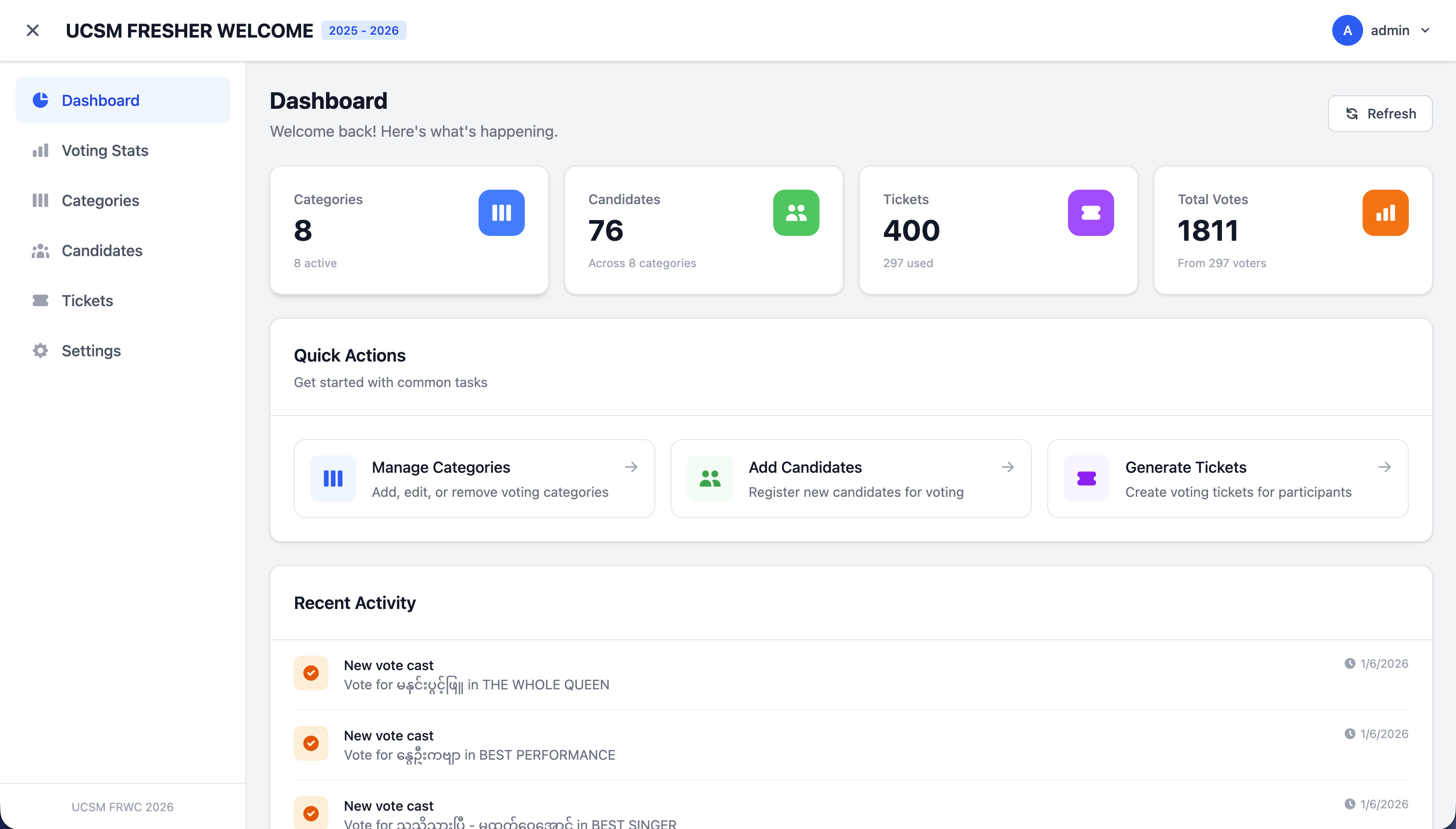 Live dashboard